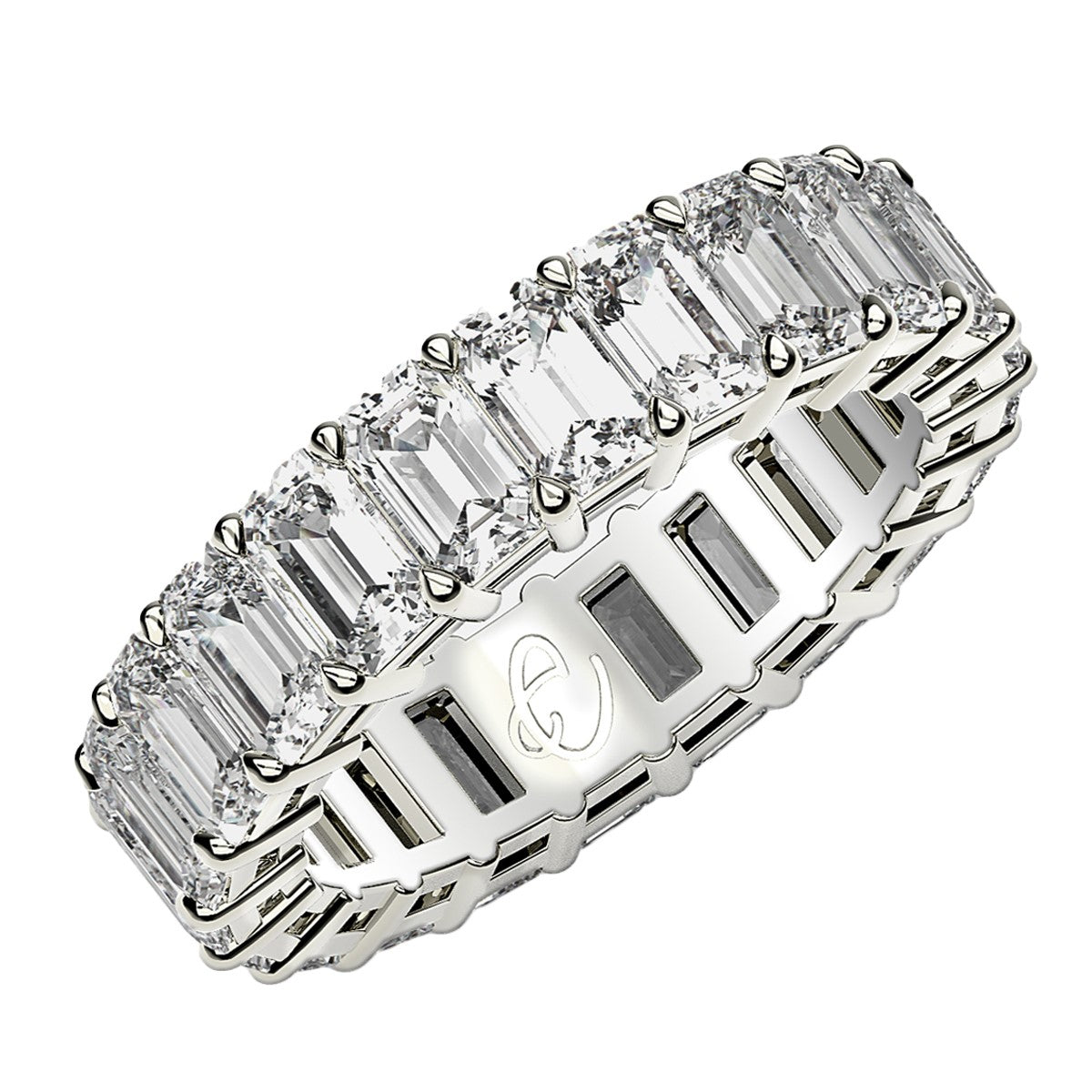 Emerald Cut Lab Grown Diamond Eternity Ring in 14k White Gold (4 cttw FG/VS2) 