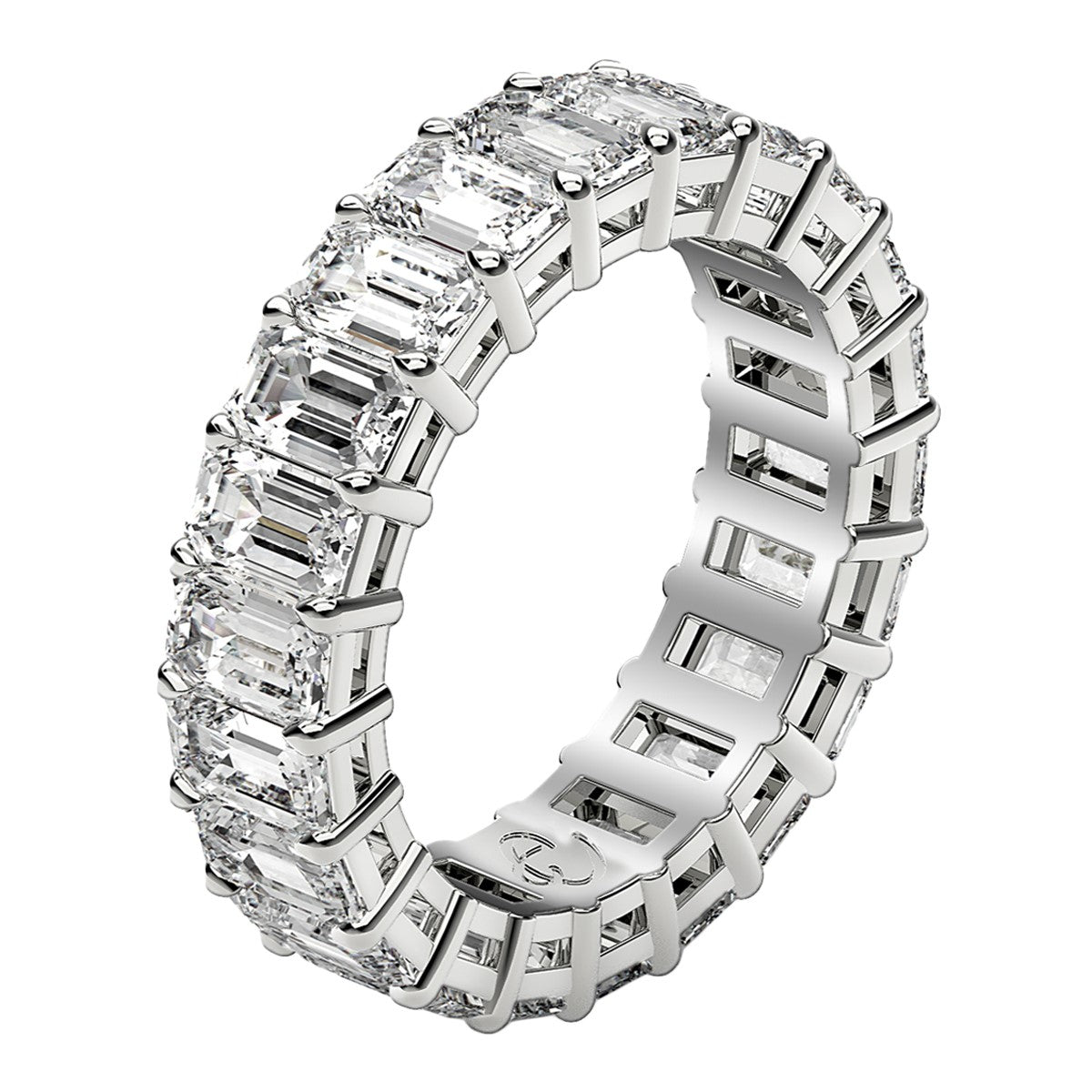 Emerald Cut Lab Grown Diamond Eternity Ring in 14k White Gold (4 cttw FG/VS2) 