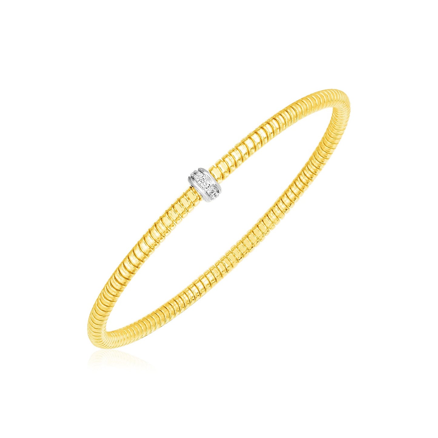 14k Yellow Gold Stretch Bangle with Diamonds 