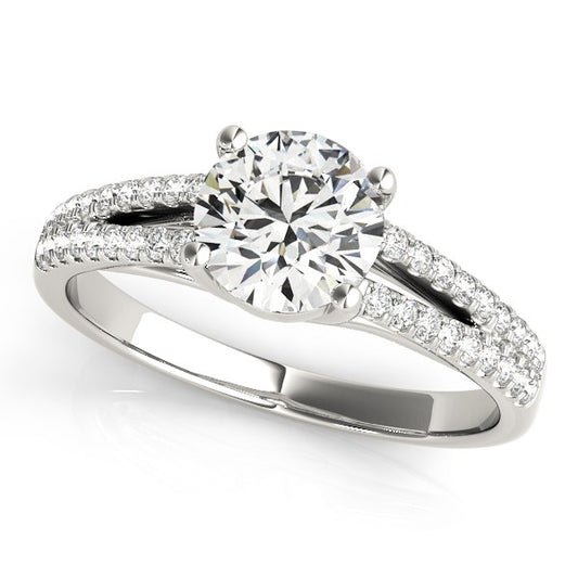 14k White Gold Split Shank Round Diamond Engagement Ring (1 1/8 cttw) 