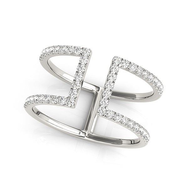 14k White Gold Modern Dual Band Style Diamond Ring (1/2 cttw) 