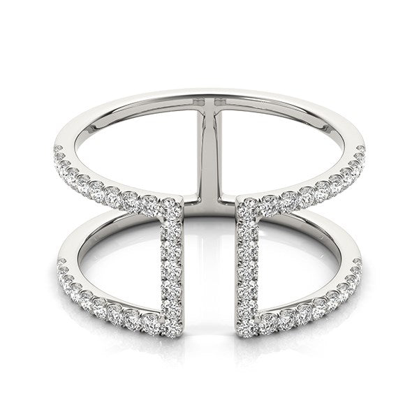 14k White Gold Modern Dual Band Style Diamond Ring (1/2 cttw) 