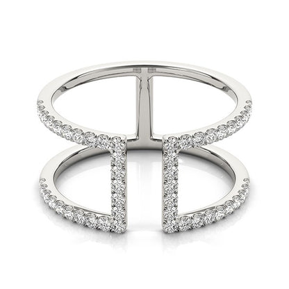 14k White Gold Modern Dual Band Style Diamond Ring (1/2 cttw) 