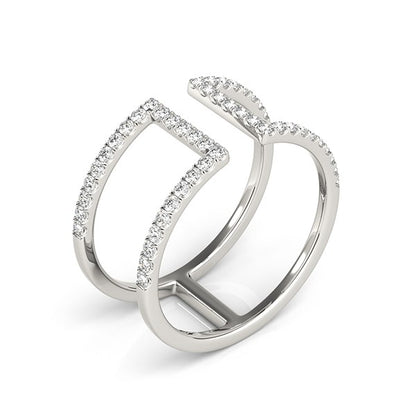 14k White Gold Modern Dual Band Style Diamond Ring (1/2 cttw) 