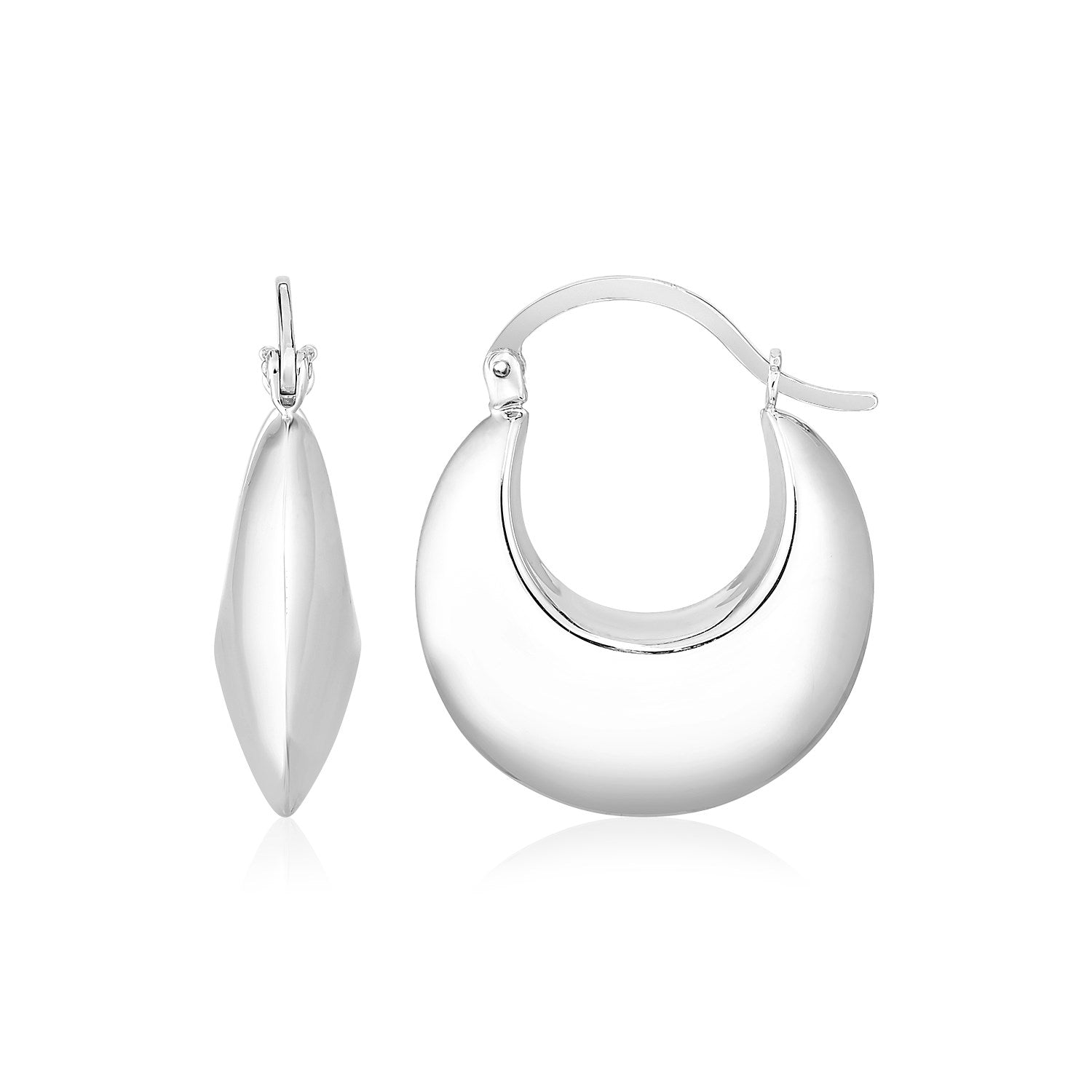 Sterling Silver Polished Puffed Hoop Earrings 