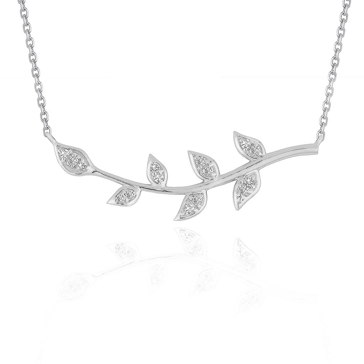 Diamond Vine Design Pendant in 14k White Gold 