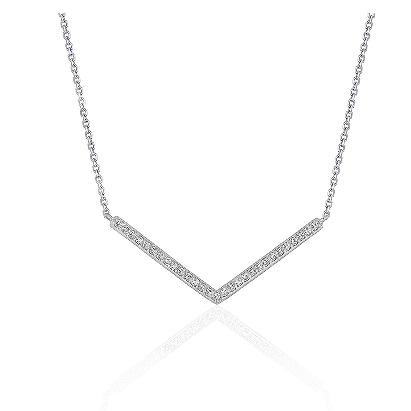 Diamond Chevron Pendant in 14k White Gold (1/3 cttw) 