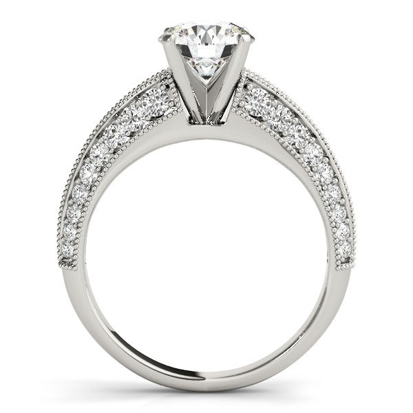 14k White Gold Pronged Round Antique Diamond Engagement Ring (1 1/2 cttw) 