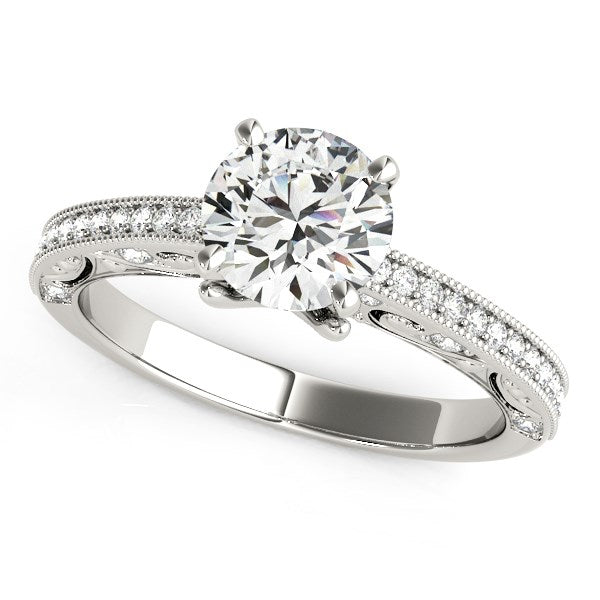 14k White Gold Antique Pronged Round Diamond Engagement Ring (1 1/8 cttw) 