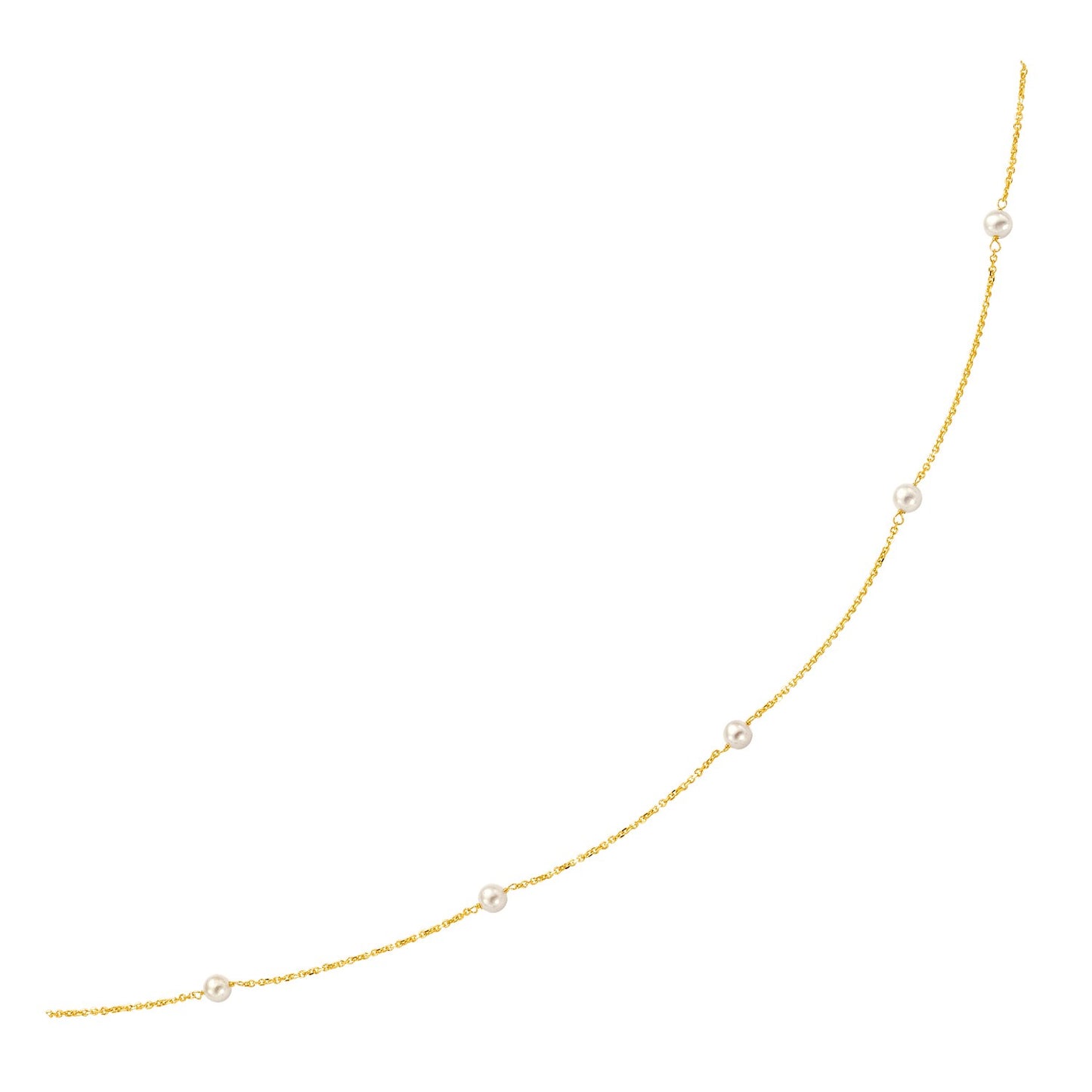 14k Yellow Gold Necklace with White Pearls 