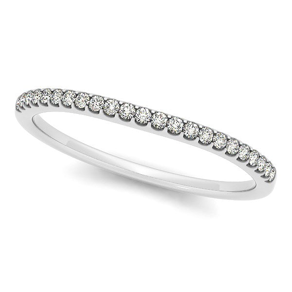 14k White Gold Scallop Setting Round Diamond Wedding Band (1/10 cttw) 