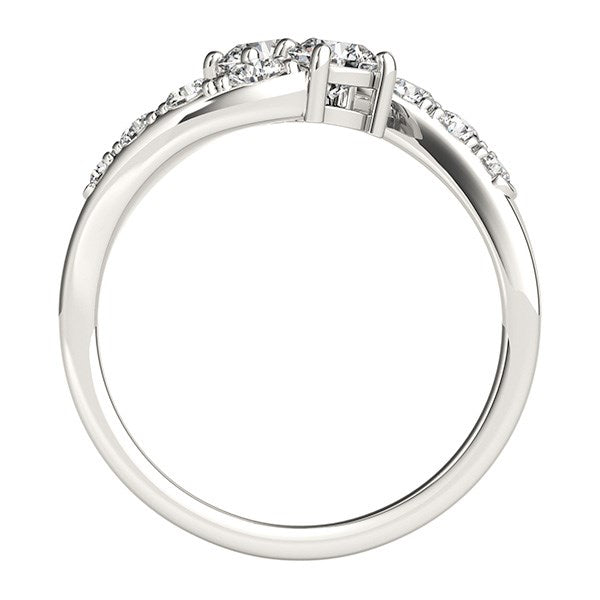 14k White Gold Two Stone Overlap Design Diamond Ring (1 cttw) 