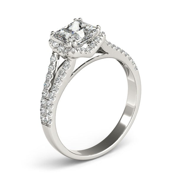 14k White Gold Princes Cut Halo Split Shank Diamond Engagement Ring (2 cttw) 