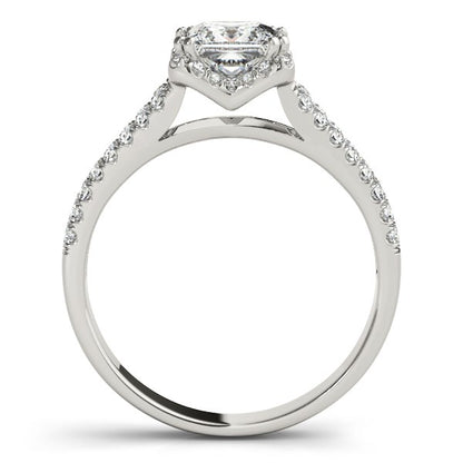 14k White Gold Princes Cut Halo Split Shank Diamond Engagement Ring (2 cttw) 