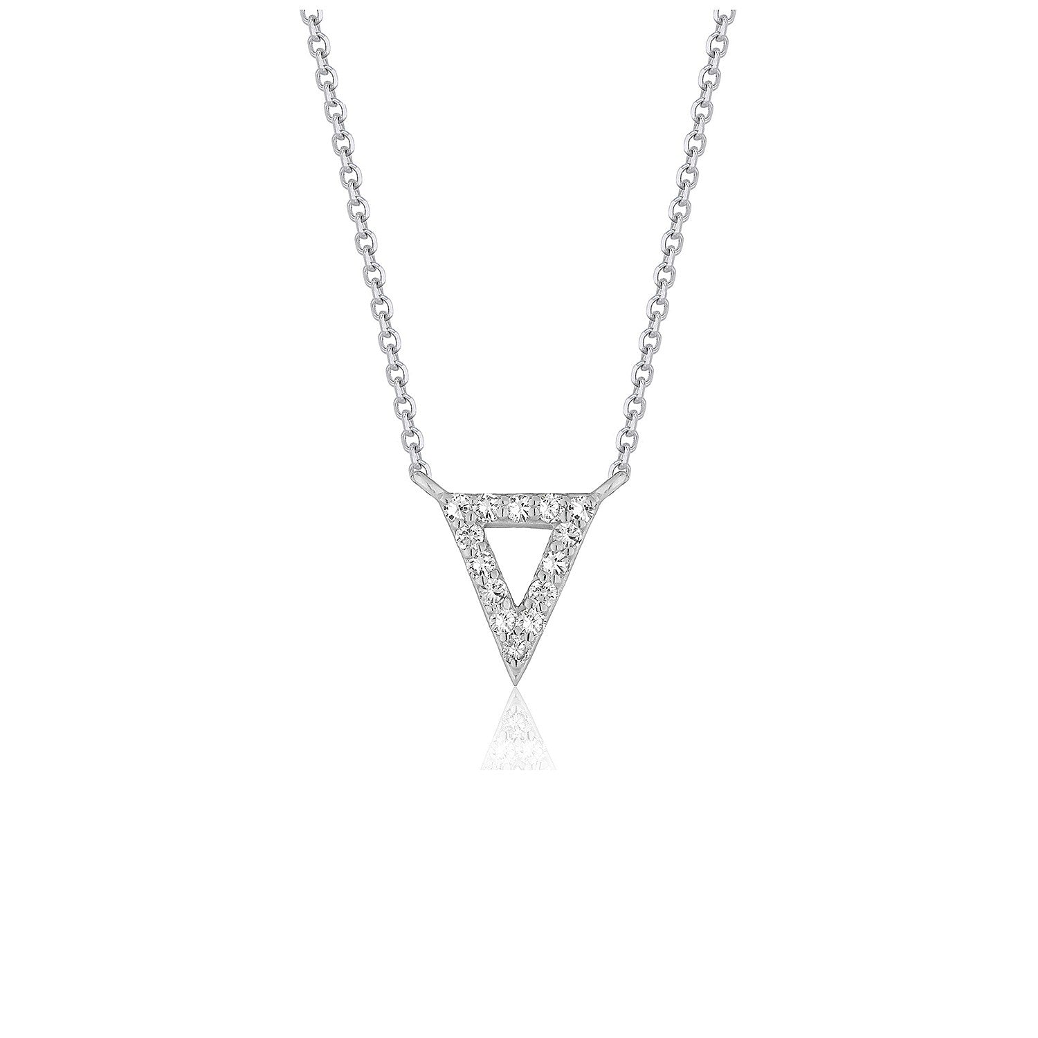 Diamond Inverted Triangle Pendant in 14k White Gold 