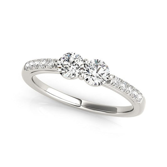 14k White Gold Two Stone Round Diamond Ring (5/8 cttw) 