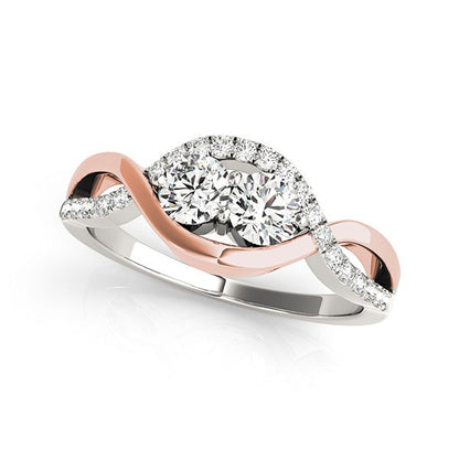 14k White And Rose Gold Infinity Style Two Stone Diamond Ring (5/8 cttw) 