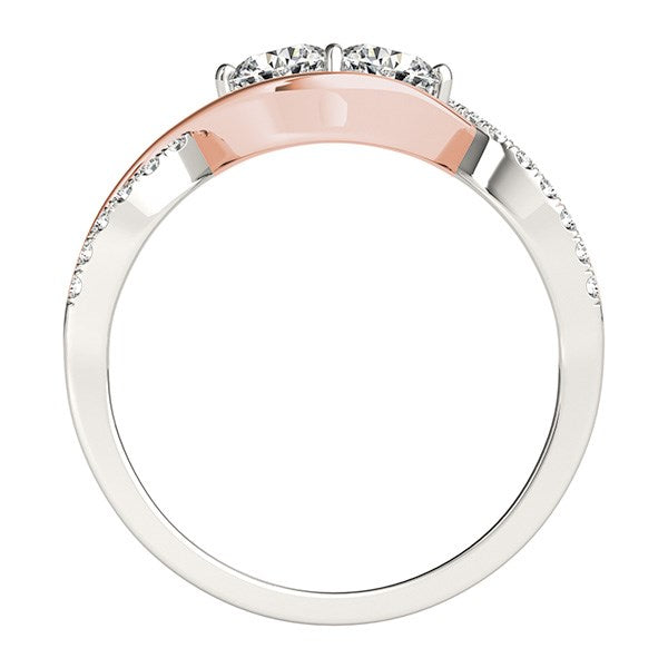 14k White And Rose Gold Infinity Style Two Stone Diamond Ring (5/8 cttw) 