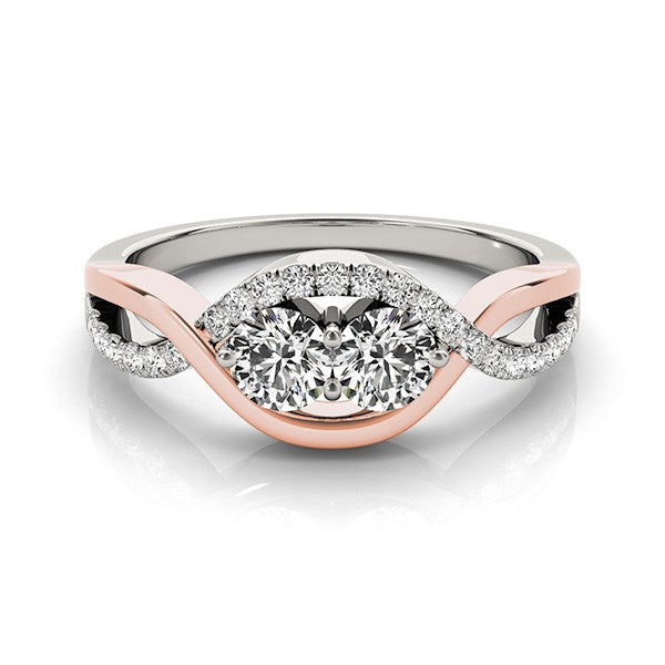 14k White And Rose Gold Infinity Style Two Stone Diamond Ring (5/8 cttw) 