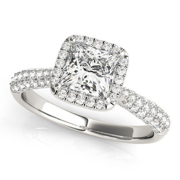 14k White Gold Halo Pave Band Diamond Engagement Ring (1 1/3 cttw) 