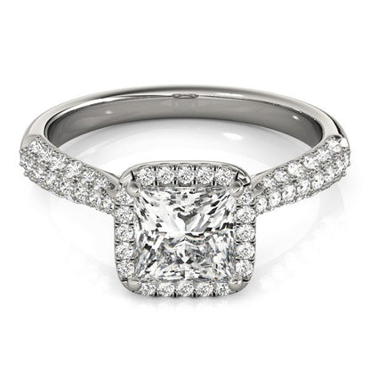 14k White Gold Halo Pave Band Diamond Engagement Ring (1 1/3 cttw) 