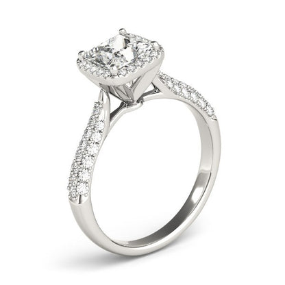 14k White Gold Halo Pave Band Diamond Engagement Ring (1 1/3 cttw) 