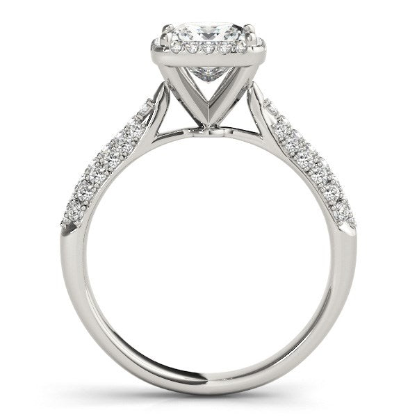 14k White Gold Halo Pave Band Diamond Engagement Ring (1 1/3 cttw) 