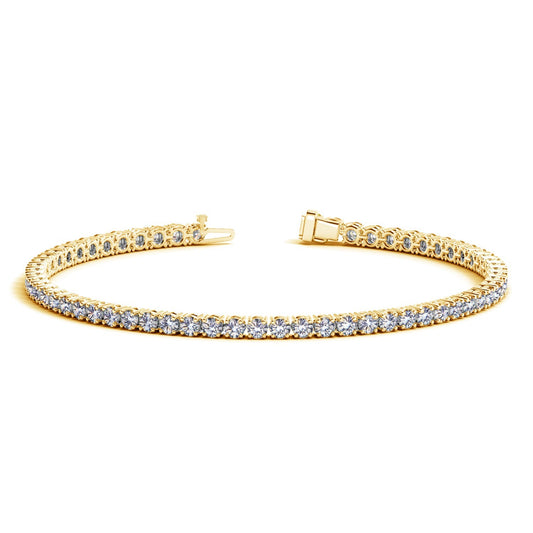 Lab Grown Round Diamond Tennis Bracelet in 14k Yellow Gold (4 cctw F/G  VS2/SI1) 