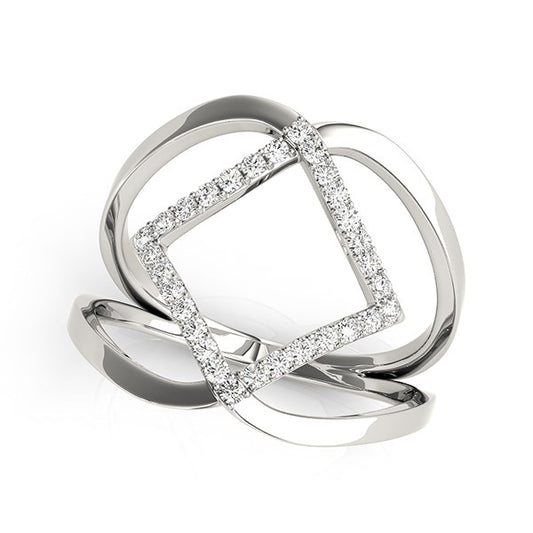 14k White Gold Interlaced Design Diamond Ring (1/5 cttw) 