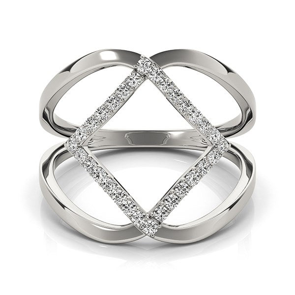 14k White Gold Interlaced Design Diamond Ring (1/5 cttw) 