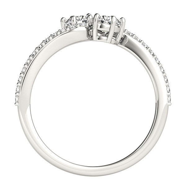 Curved Band Two Stone Diamond Ring in 14k White Gold (3/4 cttw) 