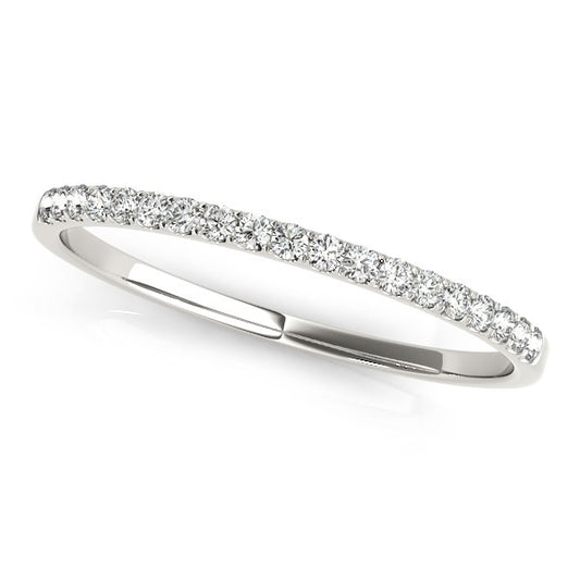 14k White Gold Pave Set Style Round Diamond Wedding Ring (1/8 cttw) 