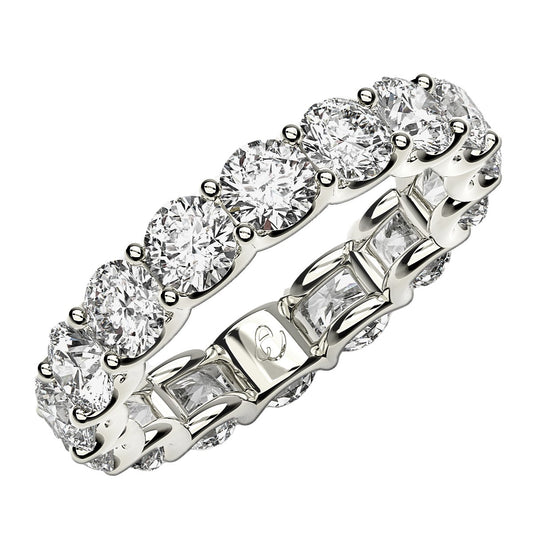 Round Cut Lab Grown Diamond Eternity Ring in 14k White Gold (4 cttw FG/VS2) 