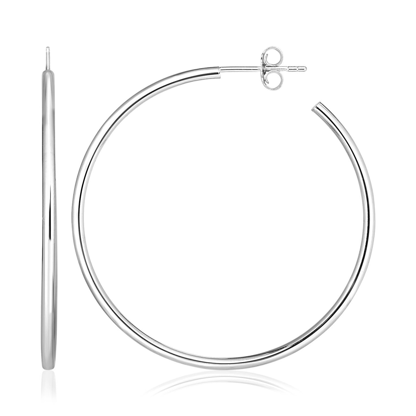 Sterling Silver Rounded Polished Hoop Earrings 