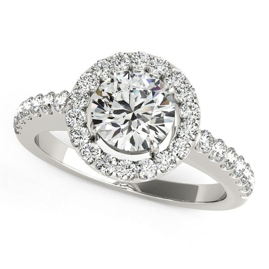 14k White Gold Classic with Pave Halo Diamond Engagement Ring (1 1/2 cttw) 