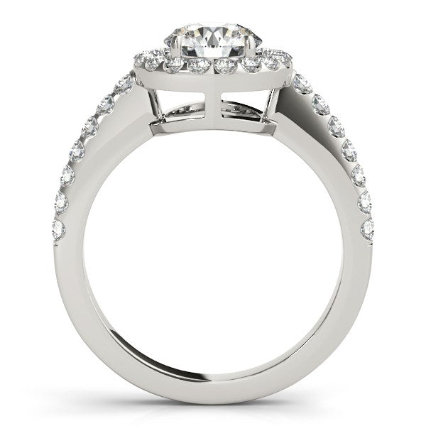 14k White Gold Classic with Pave Halo Diamond Engagement Ring (1 1/2 cttw) 