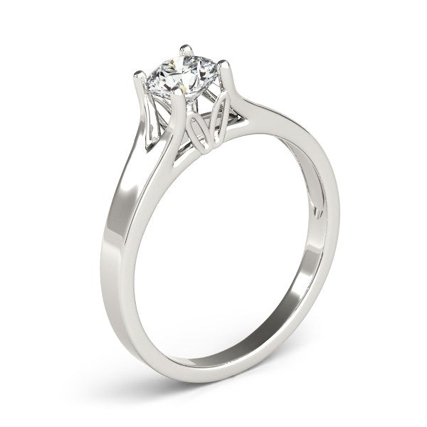 14k White Gold Prong Set Style Solitaire Diamond Engagement Ring (1/2 cttw) 