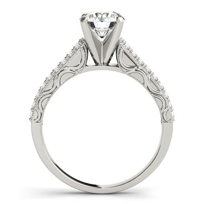 14k White Gold Pronged Diamond Antique Style Engagement Ring (1 1/3 cttw) 