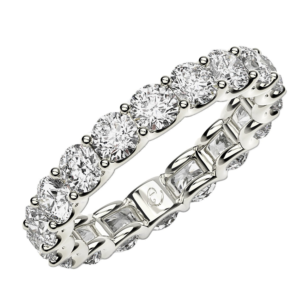 Round Cut Lab Grown Diamond Eternity Ring in 14k White Gold (2 cttw FG/VS2) 