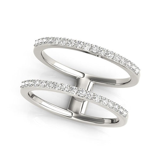 14k White Gold Dual Band Design Ring with Diamonds (1/3 cttw) 