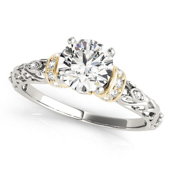 14k White And Yellow Gold Antique Style Diamond Engagement Ring (1 1/8 cttw) 