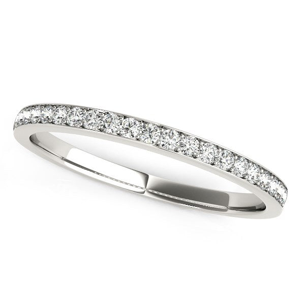 14k White Gold Prong Setting Round Diamond Wedding Band  Ring (1/5 cttw) 