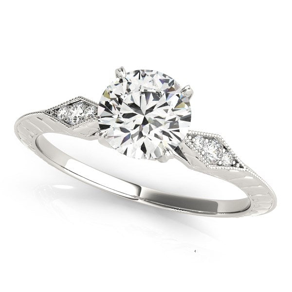 14k White Gold Diamond Engagement Ring with Side Clusters (1 1/8 cttw) 