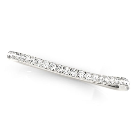 14k White Gold Slim Curved Diamond Wedding Ring (1/10 cttw) 