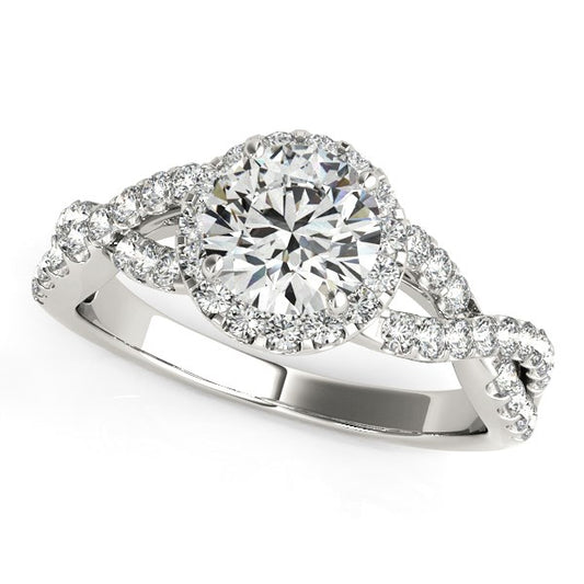 14k White Gold Entwined Split Shank Diamond Engagement Ring (1 1/2 cttw) 