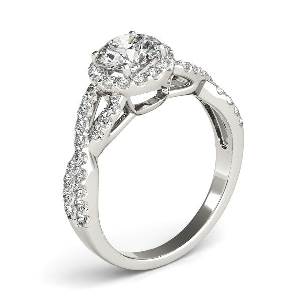 14k White Gold Entwined Split Shank Diamond Engagement Ring (1 1/2 cttw) 