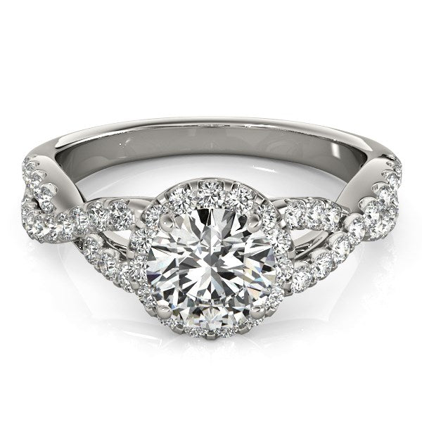 14k White Gold Entwined Split Shank Diamond Engagement Ring (1 1/2 cttw) 