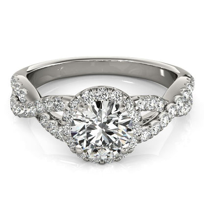 14k White Gold Entwined Split Shank Diamond Engagement Ring (1 1/2 cttw) 