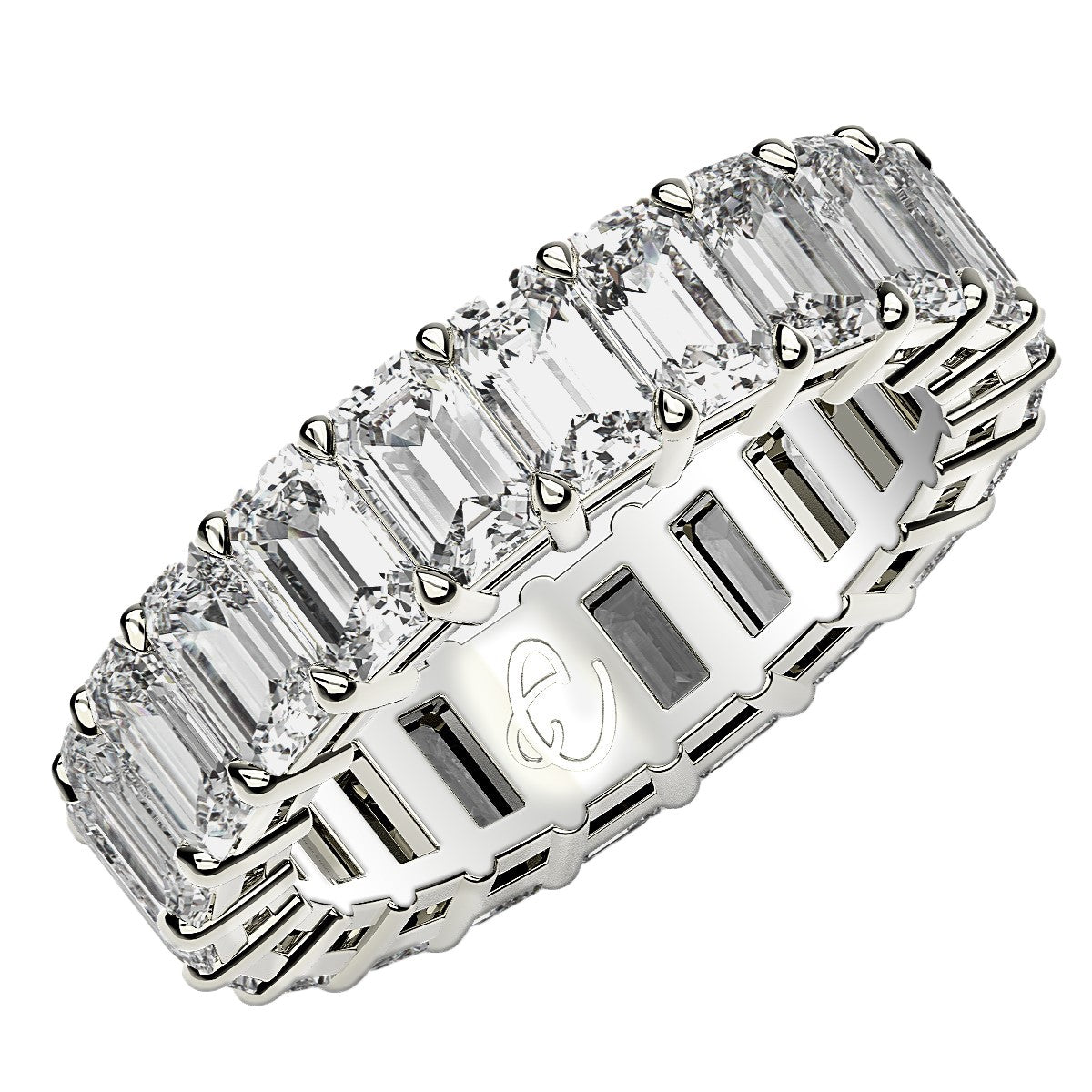 Emerald Cut Lab Grown Diamond Eternity Ring in 14k White Gold (6 cttw FG/VS2) 