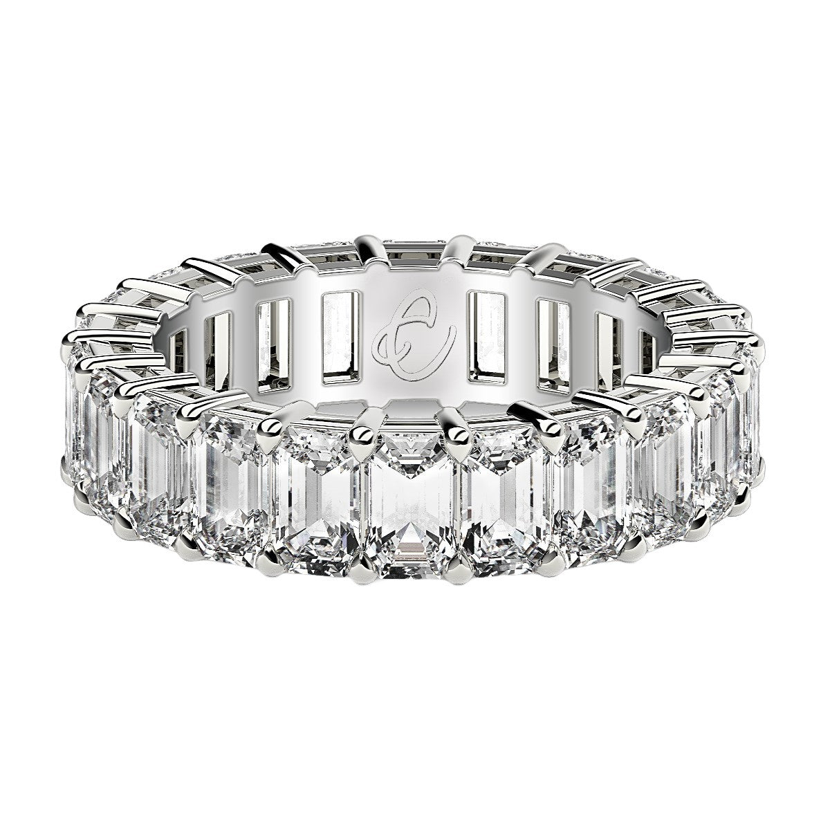 Emerald Cut Lab Grown Diamond Eternity Ring in 14k White Gold (6 cttw FG/VS2) 